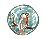 Humble Beads Polymer Clay Teal Robin Pendant 34mm