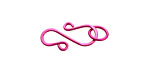 Hot Pink Enameled Copper S Clasp 20x13mm, 8mm ring