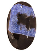Black & Blue Agate Flat Oval Pendant 35x55mm