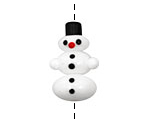 Czech Glass White Snowman 27x17mm