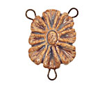 Gaea Ceramic Atlantis on Tan Fleur Leafy 3-Loop Link 25x38mm