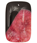 Black & Wine Agate Rectangle Pendant 35x55mm