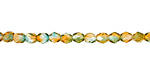 Czech Fire Polished Glass Dual Coated Orange/Teal Round 4mm