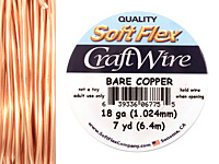 Soft Flex Bare Copper Craft Wire 18 gauge, 7 yards
