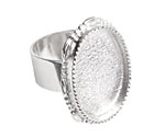Nunn Design Sterling Silver (plated) Large Ornate Oval Bezel Adjustable Ring 24x30mm