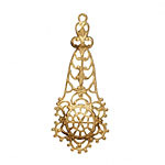 Brass Filigree Domed Flower Drop 18x44mm