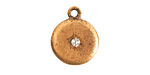 Nunn Design Antique Gold (plated) Small Disk Crystal Charm 13x16mm