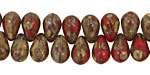 Czech Glass Opaque Red Picasso Teardrop 6x9mm