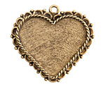 Nunn Design Antique Gold (plated) Large Ornate Heart Bezel Pendant 40x37mm