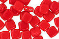 Czech Glass Opaque Red 2-Hole Tile 6mm