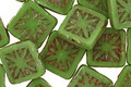 Czech Glass Wasabi Green Picasso Flower Window Square 10mm