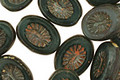 Czech Glass Opaque Emerald Picasso Oval w/ Star Window 14x10mm