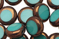 Czech Glass Bronzed Turquoise Coin 10mm