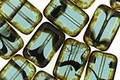 Czech Glass Teal Tortoise Picasso Rectangle 12x8mm