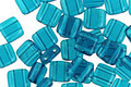 Czech Glass Teal 2-Hole Tile 6mm