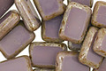 Czech Glass Opaque Amethyst Picasso Rectangle 12x8mm