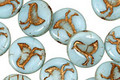 Czech Glass Sky Blue Coin w/ Bird 11mm