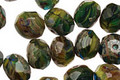 Czech Glass Calypso Green Fire Polished Rondelle 6x9mm