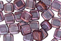 Czech Glass Luster Transparent Amethyst 2-Hole Tile 6mm