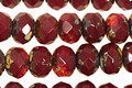 Czech Glass Oxblood Picasso Fire Polished Rondelle 6x9mm