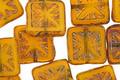 Czech Glass Opaline Orange Picasso Flower Window Square 10mm