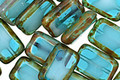 Czech Glass Capri Blue/White Picasso Rectangle 12x8mm