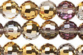 Luster Silver & Metallic Gold Crystal Faceted Round 8mm