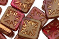 Czech Glass Luster Peanut Butter & Jelly Flower Window Square 10mm