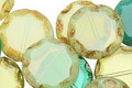 Czech Glass Aloe Bottle Carved Coin 13mm