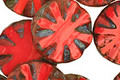 Czech Glass Red Vintage Flower Window Coin 18mm