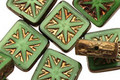 Czech Glass Luster Apple Green Flower Window Square 10mm