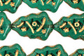 Czech Glass Emerald w/ Gold Inlay Christmas Tree 17x12mm