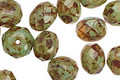 Czech Glass Moss Picasso Fire Polished Rondelle 6x9mm