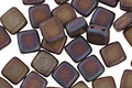 Czech Glass Matte Iris Blue 2-Hole Tile 6mm