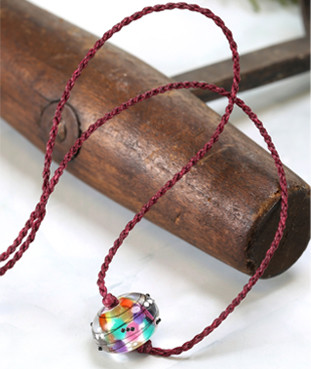 Grace Lampwork Rondelle Necklace with Linhasita cord