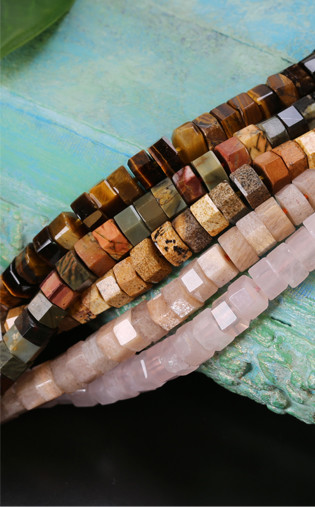 Microfaceted Gemstone Heishi Beads