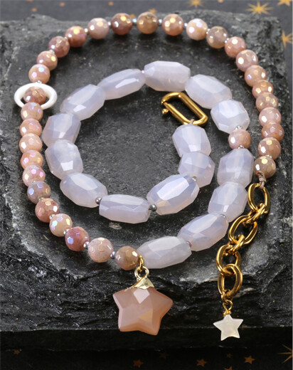 Blue Rose Quartz Gemstone Necklace