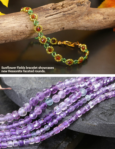 Faceted Round Gemstones woven bracelet
