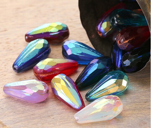 Czech Glass Faceted Teardrops
