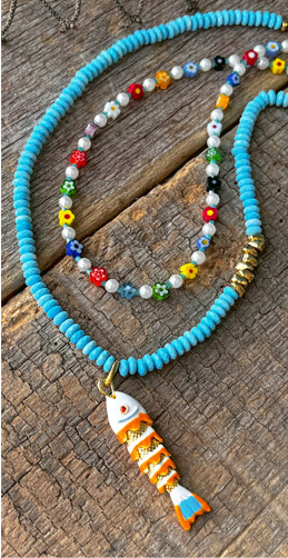 Gemstone Fish Necklace