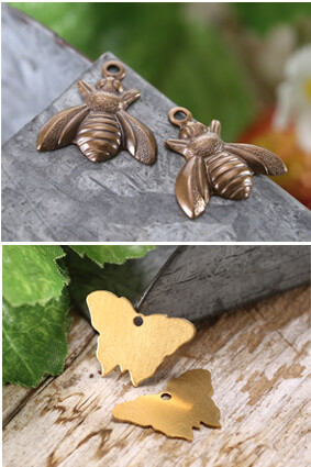 Vintaj bee and butterfly charms