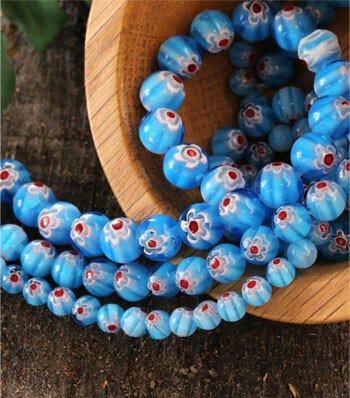 Millefiori Glass Flower Rounds