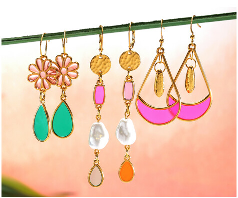 24K Gold (Plated) Transparent Resin Focal Earrings