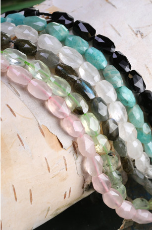 gemstone microfaceted oval beads