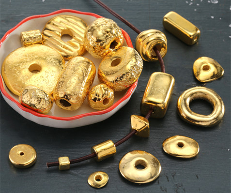 Mykonos Ceramic Gold beads and focals