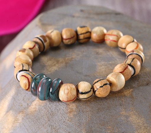 Recycled Wood Bead Bracelet