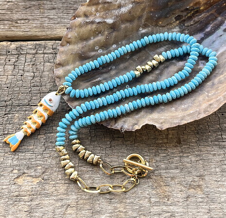Blue Tide Fish Necklace