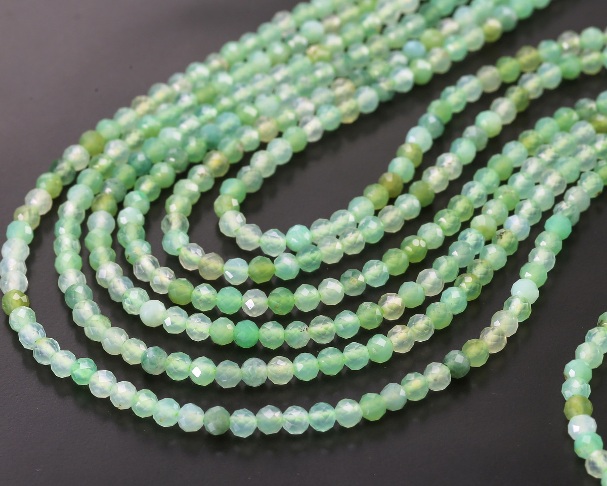 Australian Green Chrysoprase (AAA) Diamond Cut Faceted Round 3mm