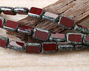 Czech Glass Merlot Picasso Rectangle 12x8mm