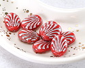 Czech Glass Cherry w/ Silver Fan Oval 17x12mm
